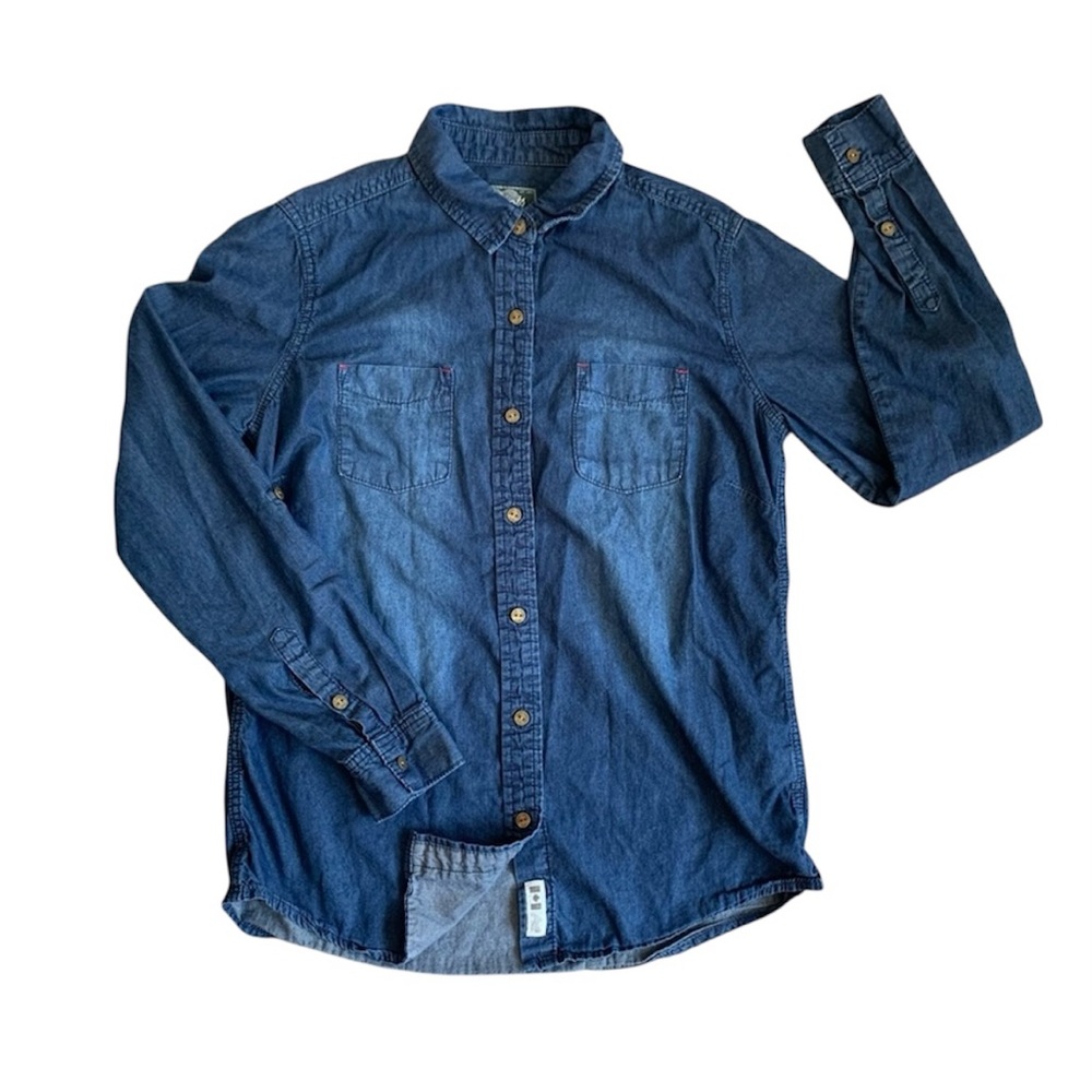 Roots SouthWestern Lightweight Denim Blue Shirt 100% cotton Sz L Ranch Rodeo - Picture 4 of 15